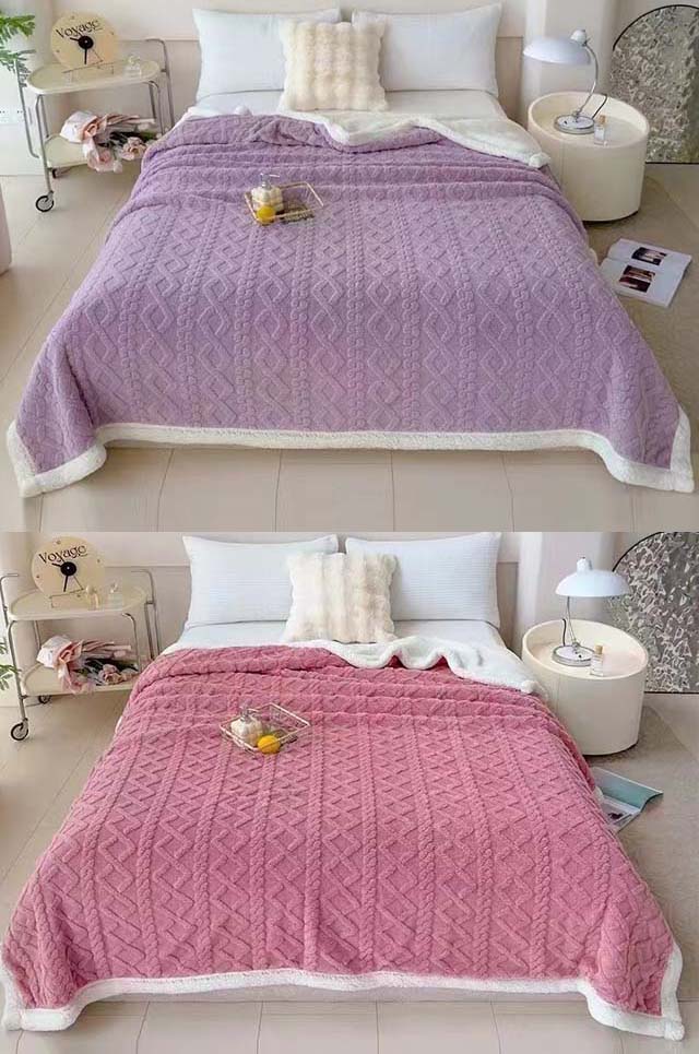 Luxury Plush Striped Faux Fur Fleece Blanke